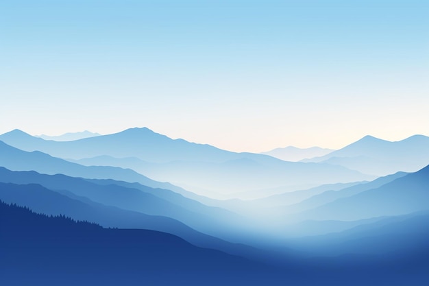 Mountains landscape blue gradient