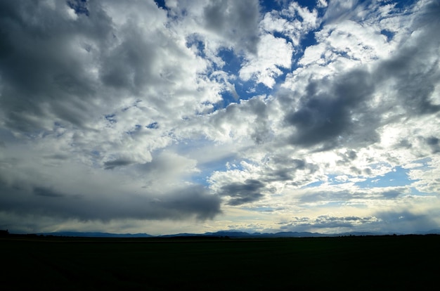 Mountains and many clouds