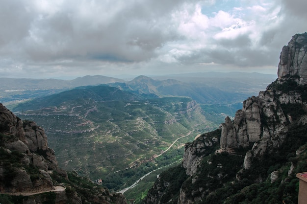 mountains and the monastery of Montserrat.  Barcelona.  Spain