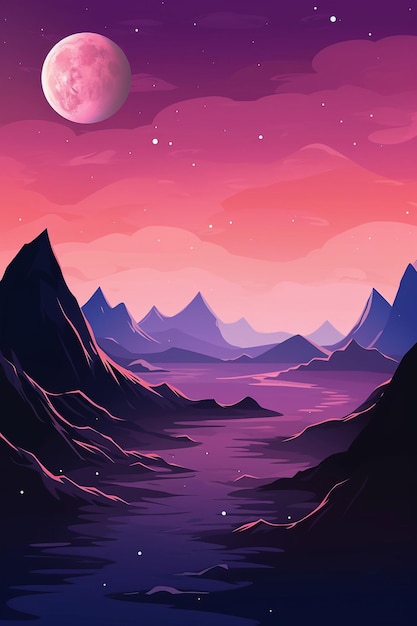 The mountains and the moon