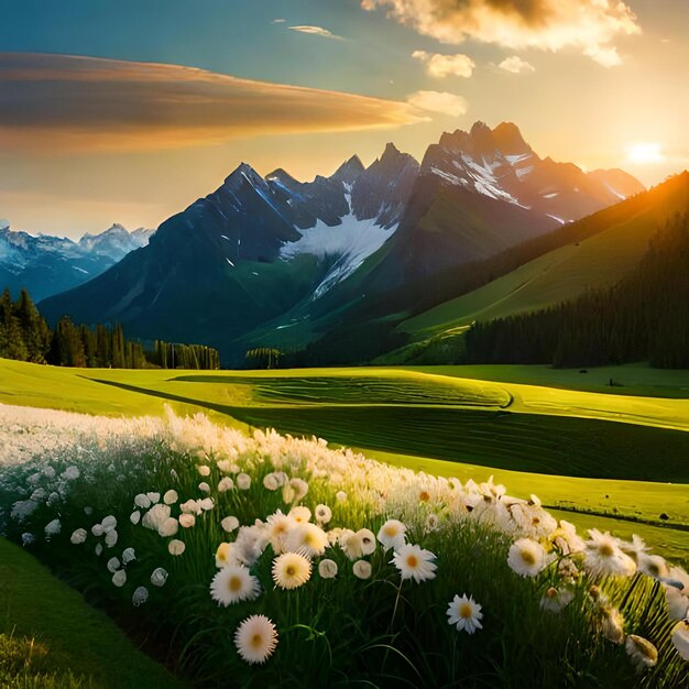 Mountains nature grasses flowers hills plains valleys and rivers wallpapers