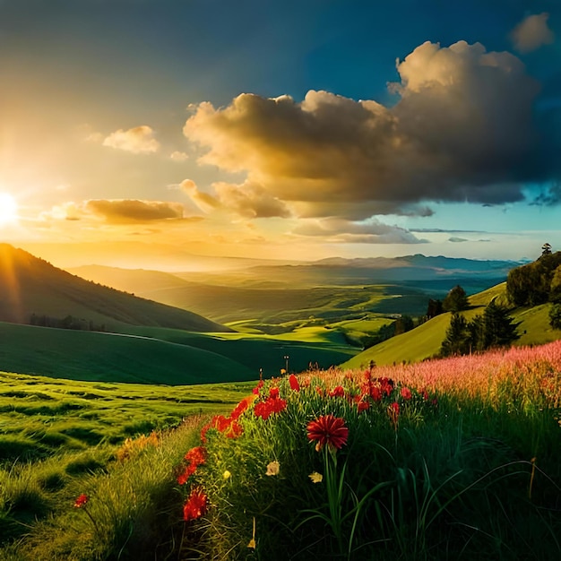 Mountains nature grasses flowers hills plains valleys and rivers wallpapers