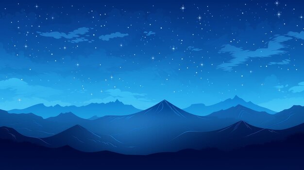 Mountains at night with stars in the sky