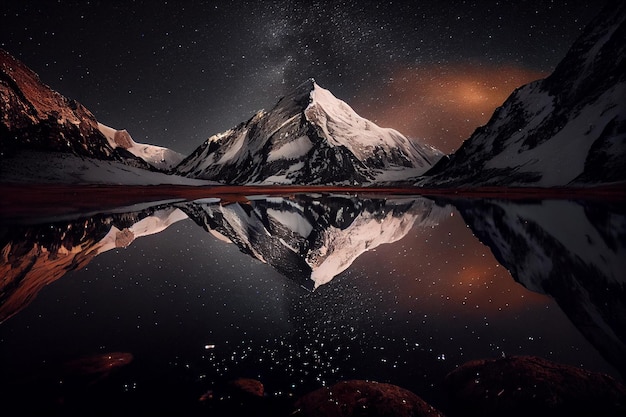 Mountains at nightGenerative Ai