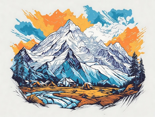 mountains realistic background Tshirt design