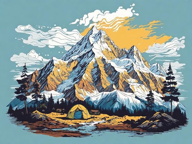 mountains realistic background Tshirt design