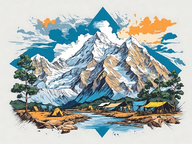 mountains realistic background Tshirt design