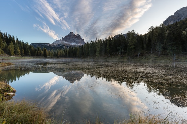 mountains reflected on a lake