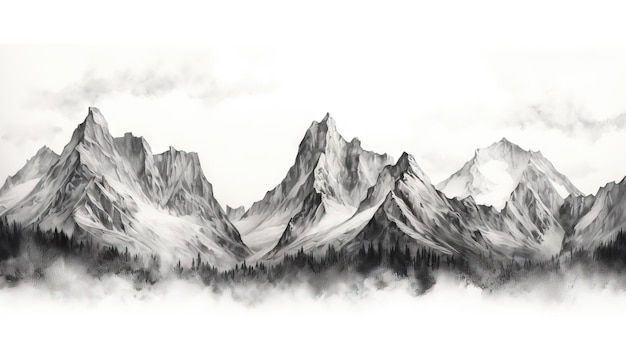 Горы, отражающие красоту природы, изображение ai, созданное на белом фоне