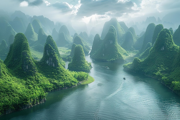 Photo the mountains and rivers in guangxi province china