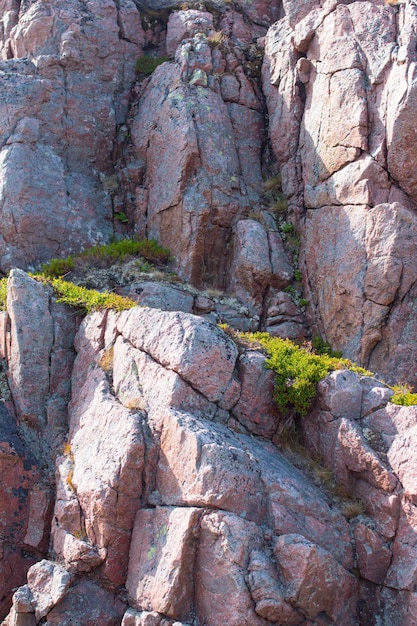 북쪽의 산과 바위 북쪽의 Teriberka Tundra 마을