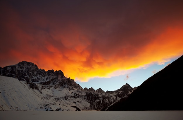 Mountains in Sagarmatha region, Himalaya