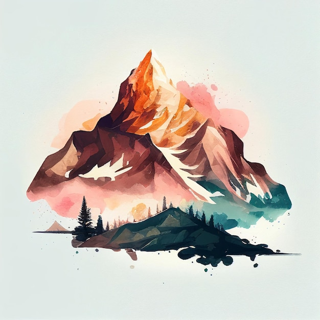 Mountains silhouette watercolor style Generative AI