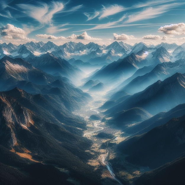 Mountains and sky realistic photo