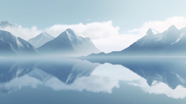 Mountains in the sky with clouds