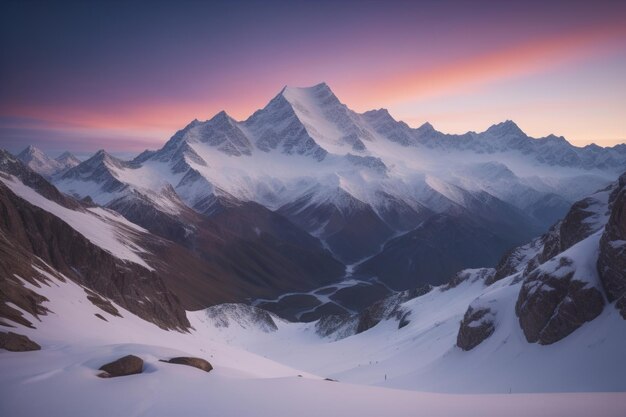 Photo mountains and snowcapped peaks of the caucasus mountains ai generative