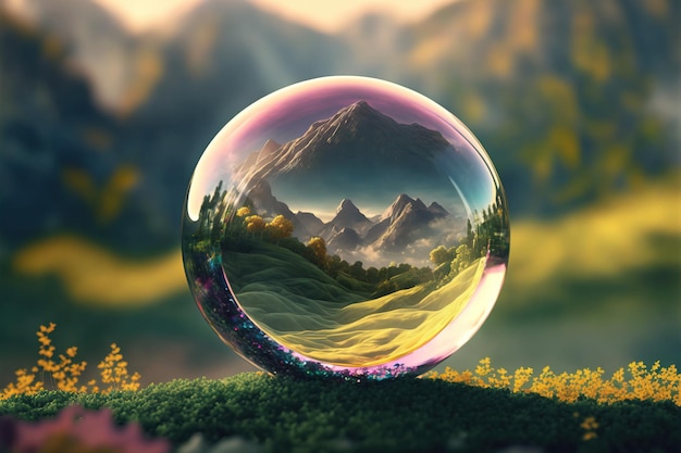 Mountains in a soap bubble