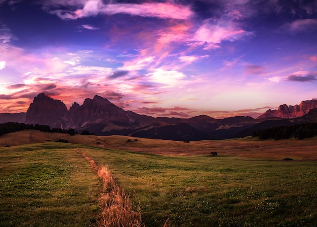 Mountains under sunset amazing nature scenery