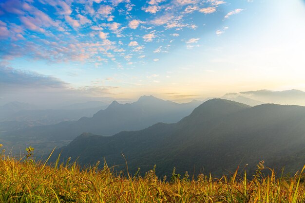 Mountains during sunset Beautiful natural landscape in the summer time