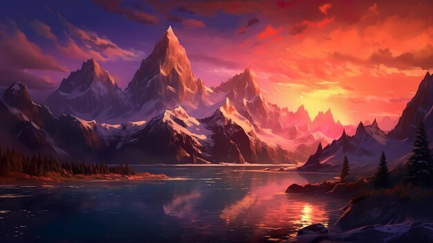 Mountains on sunset