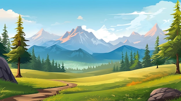 Mountains valley and coniferous forest