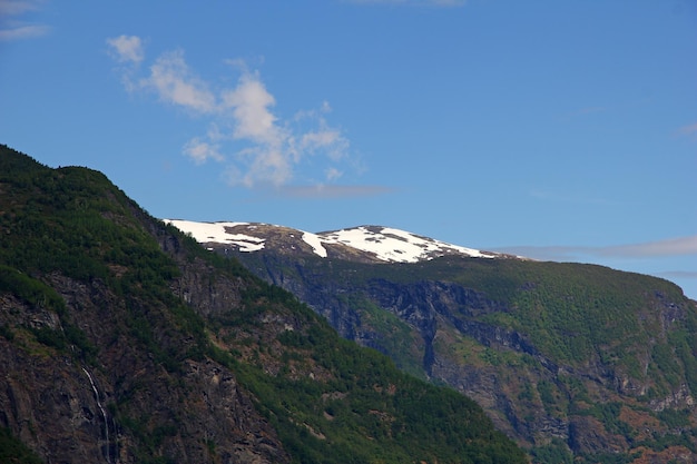 Photo mountains and valleys along flamsbana the flam railway norway