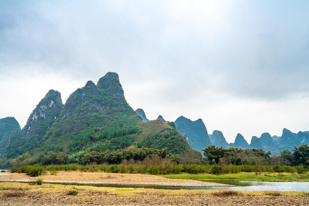 Mountains and water on the li river in china