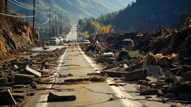 Mountains were destroyed by a landslide caused by heavy rain from hurricane CHRISTIE which also