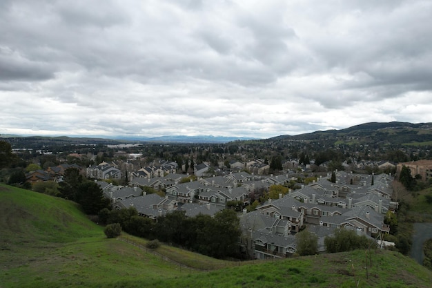 Mountains and wildflowers around San Ramon after a rain