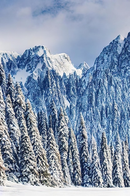 Горы зимой Цифровая иллюстрация