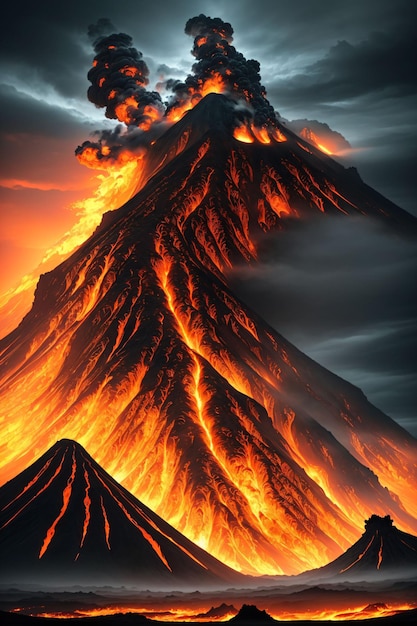 Photo mountains with lava