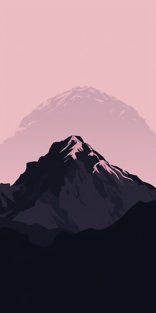 Photo mountains with a pink sky and a purple sky in the background generative ai