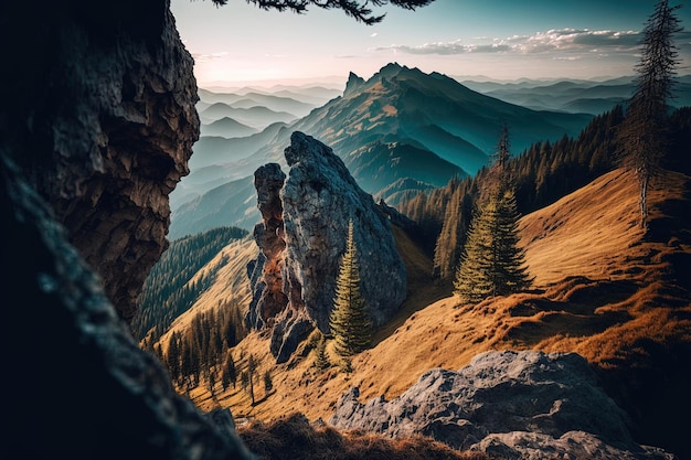 Mountains with views of the horizon