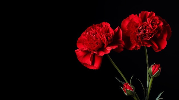 mourning carnations on a black background