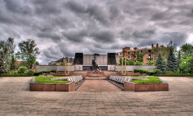 Mourning square in Kolomyia, Ukraine. Mass grave of soldiers killed in World War II