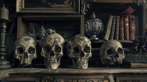 Photo mourning victorian skulls