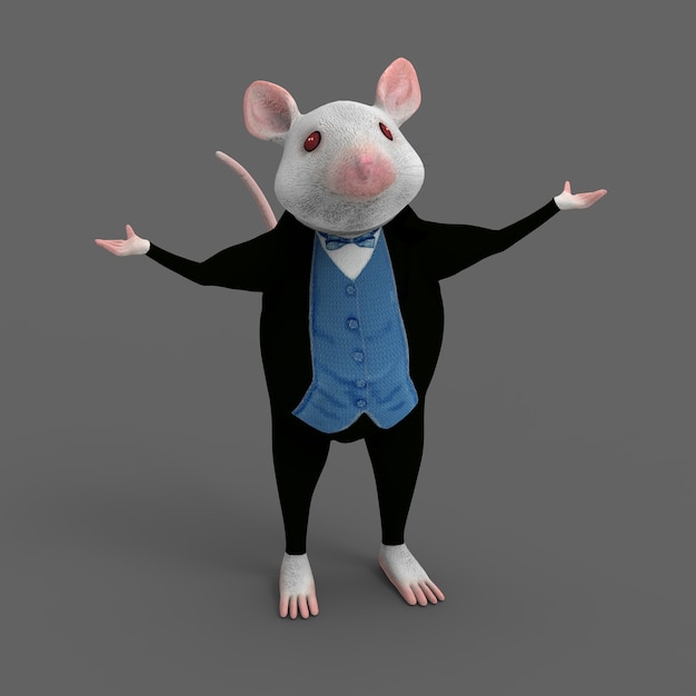 mouse cartoon close-up. 3d illustration