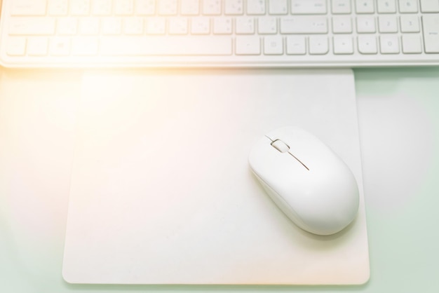 Mouse computer and keyboard with pad top view