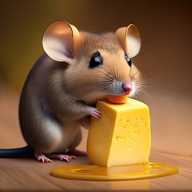 Mouse eating cheese