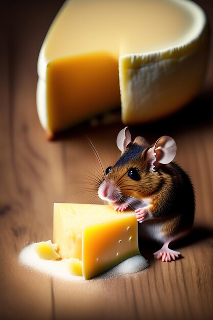 Mouse eating cheese