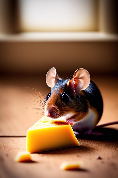 Mouse eating cheese