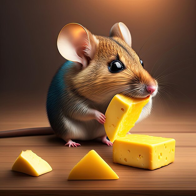 Mouse eating cheese