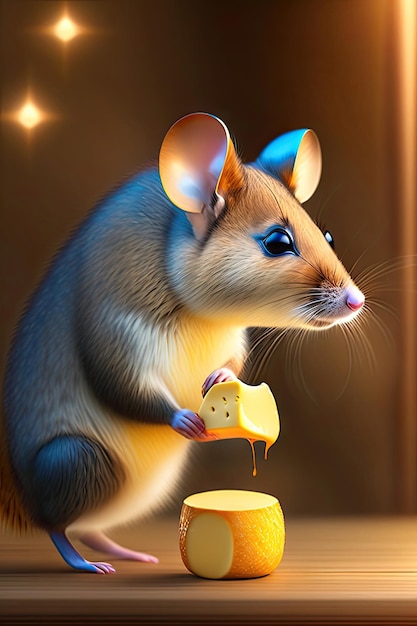 Mouse eating cheese