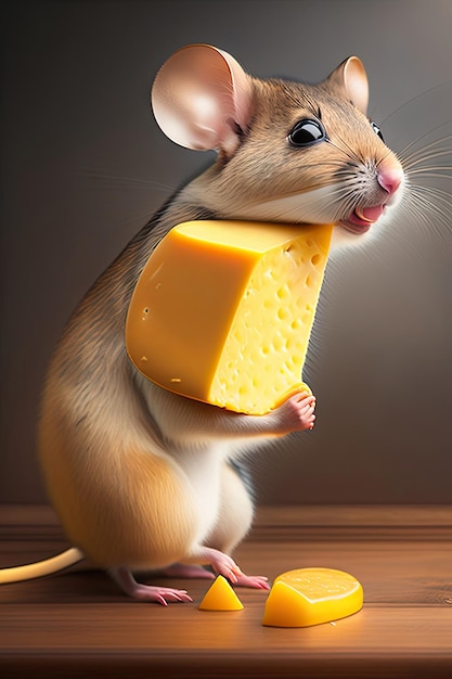 Mouse eating cheese