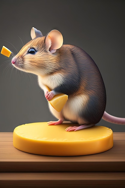 Mouse eating cheese