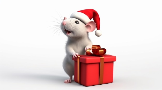 mouse in a hat of Santa Claus Year of the mouse