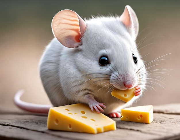 Mouse holding piece of cheese Generative AI