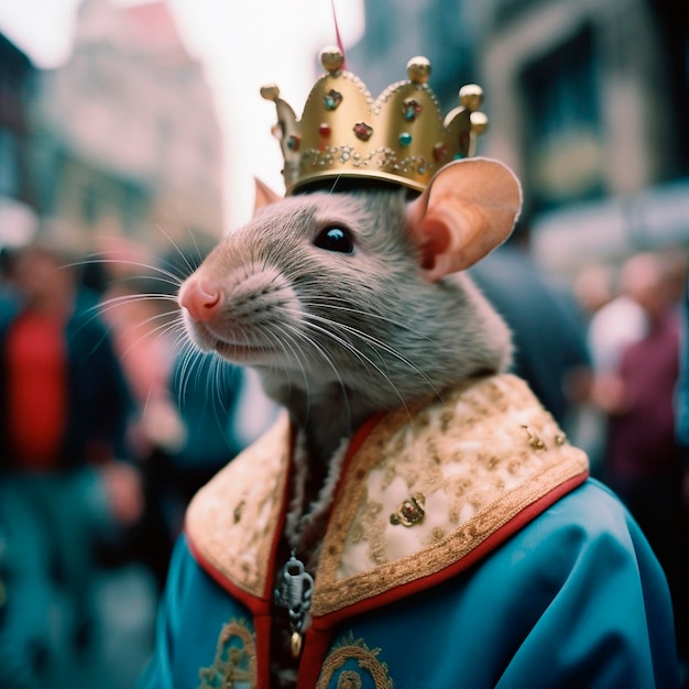 Mouse king fantastic creature mouse in ancient royal clothes unusual animal creative avatar