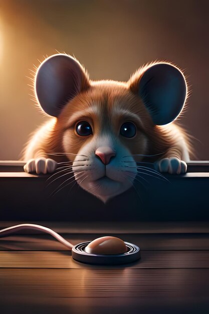 A mouse looking at an egg