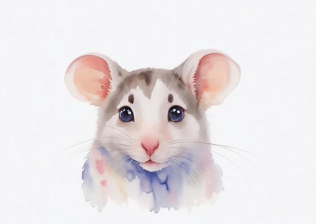 Mouse photo prepared in watercolor style